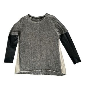 Berenice Mixed Material Boho Rocker Pullover Women’s Raw Edge Top M